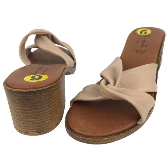 Mila Paoli Leather Heel Sandals Mules Slip On Pink Nude Women’s Size 9 Italy - Picture 1 of 14